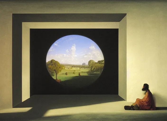 Image similar to painting of a james turrell installation by thomas cole