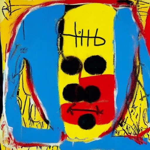 Image similar to portrait of fat man by jean - michel basquiat. pollock, warhol, basquiat. texture