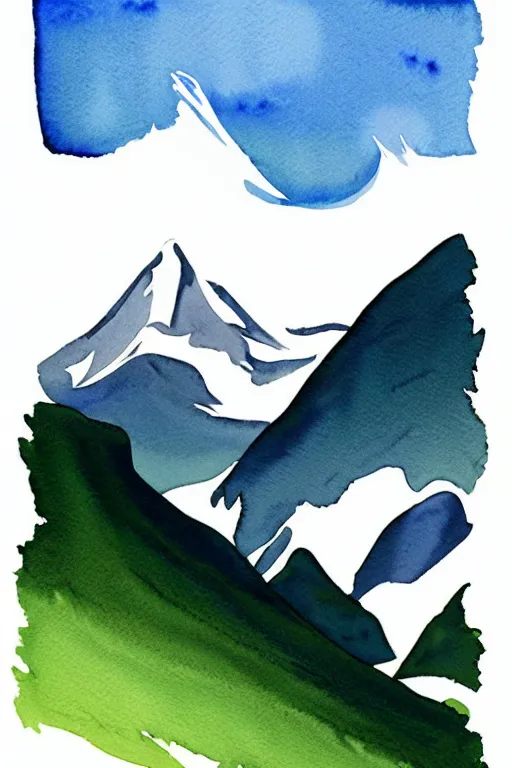 Image similar to minimalist watercolor art of swiss alps, illustration, vector art