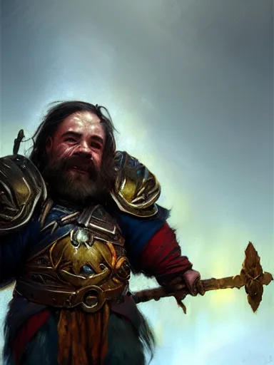 Image similar to a dwarf cleric dnd character, ornamented armor, oil painting, Tooth Wu, Greg Rutkowski, Edgar Maxence and Ross Tran, RPG portrait, dynamic lighting, fantasy art, High contrast, depth of field