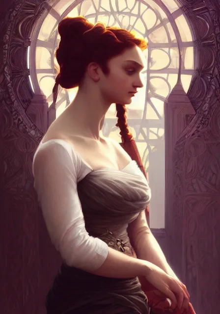 Image similar to sansa killer, intricate, elegant, highly detailed, digital painting, artstation, concept art, smooth, sharp focus, illustration, art by artgerm and greg rutkowski and alphonse mucha and william - adolphe bouguereau