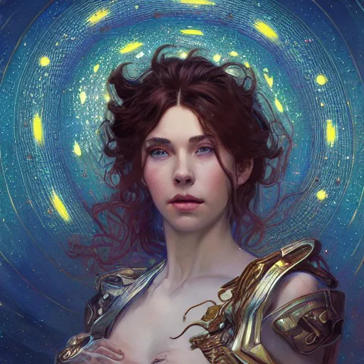 Image similar to serpent made of stars curled in the sky, extremely detailed, 8 k, fantasy, elegant, pale, highly detailed, digital painting, artstation, concept art, smooth, sharp focus, illustration, art by artgerm and greg rutkowski and alphonse mucha