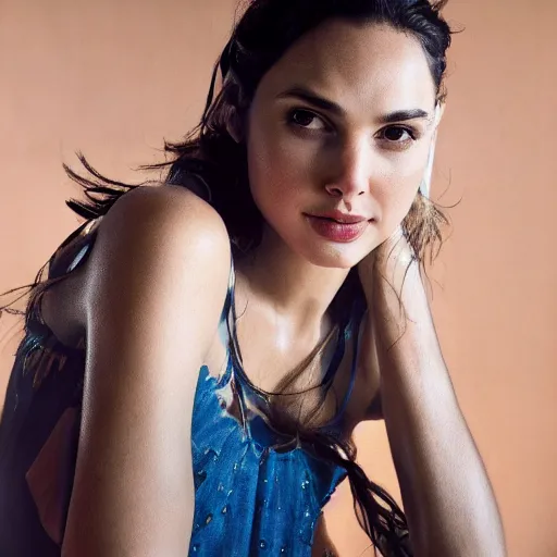 Prompt: a beautiful close - up shot of gal gadot, beautiful soft light failling on her face, studio photography by annie leibovitz