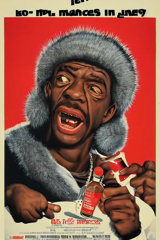 Image similar to poster the movie 1 9 8 8 ussr don't be a menace to south central while drinking your juice in the hood, perfect symmetrical eye, gray fur hat soviet soviet russian winter fur cap with earflaps ushanka, bottle of vodka, bears, kremlin babushka communist criminal