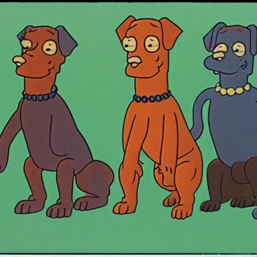 Image similar to a four-headed dog. A film still from the simpsons