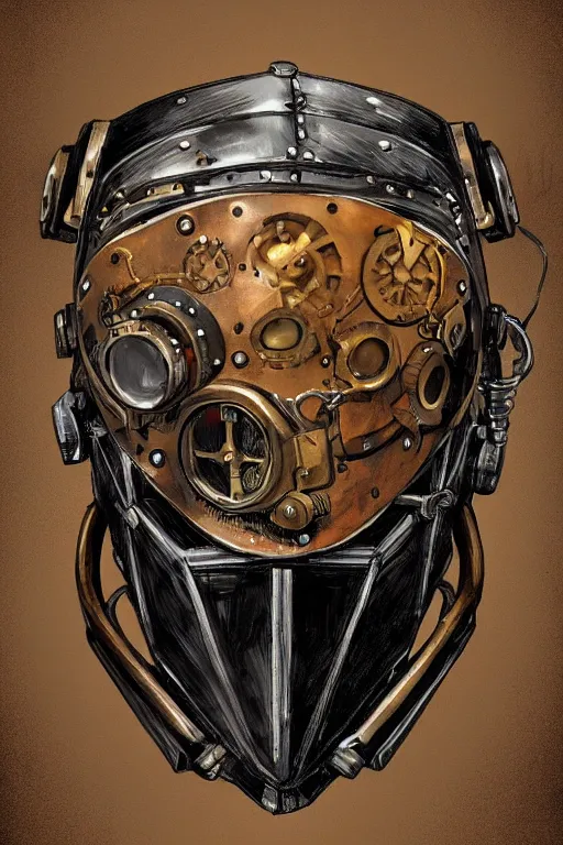 Image similar to steampunk helmet fantasy art mask robot ninja stylized digital illustration sharp focus, elegant intricate digital painting artstation concept art global illumination ray tracing advanced technology chaykin howard and campionpascale and cooke darwyn and davis jack