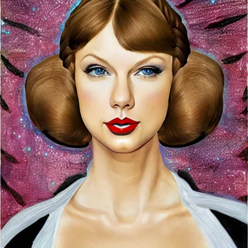 Image similar to taylor swift as princess leia, portrait by sandro botticelli