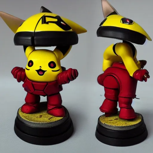 Image similar to pikachu in space marine power armor from warhammer 4 0 k
