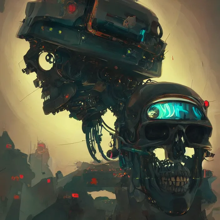 Image similar to a beautiful painting of a cyberpunk skull by sergey kolesov and vania zouravliov and pascal blanche. in style of colorful comic noir illustration, symmetry, sci fi, hyper detailed. octane render. trending on artstation