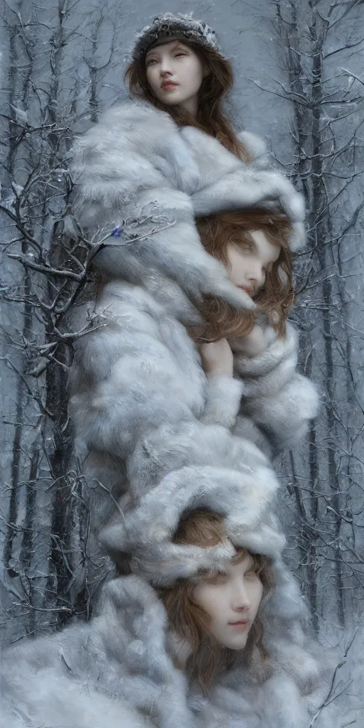 Image similar to winter, masterpiece by Edgar Maxence and Ross Tran and Michael Whelan, 8k, octane render