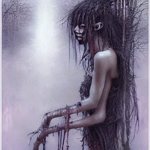 Image similar to scary japanese horror movie by Luis Royo