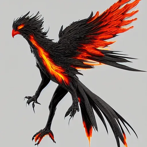 Image similar to burned out phoenix bird, trending on artstation