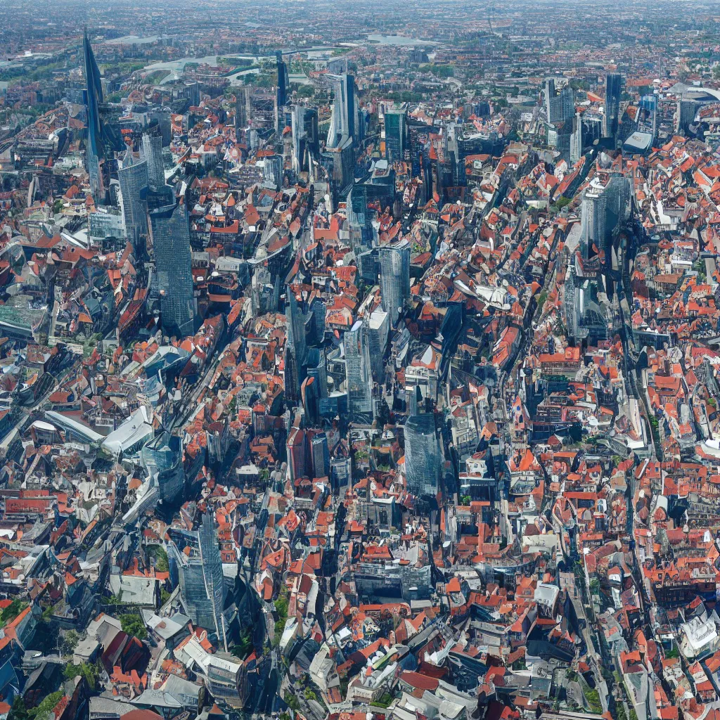 Image similar to skyline of gdansk by zaha hadid, 8 k, hd