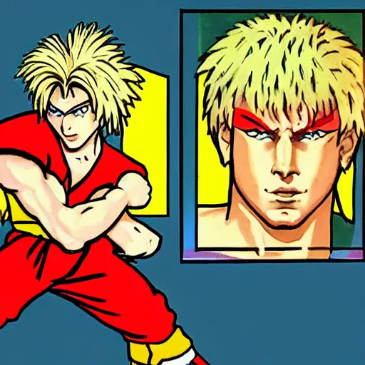 Image similar to ken from street fighter 2 in the style of freud, lucian