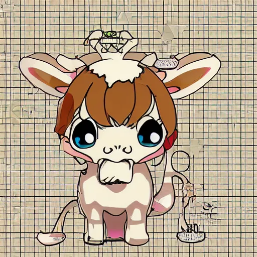 Image similar to cute chibbi cow in anime style, highly detailed, treanding on arttation