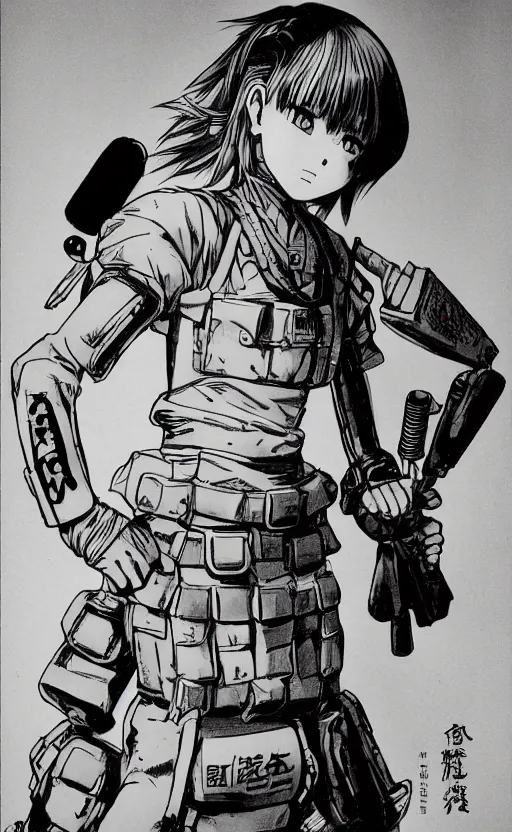 Image similar to manga, monochromatic, toriyama akira, portrait of soldier girl character talking to you loud