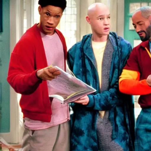 Image similar to film still of Harry Potter next to Will Smith in Fresh Prince of Bell Air