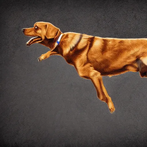 Image similar to flying dog with propeller, digital art, highly detailed