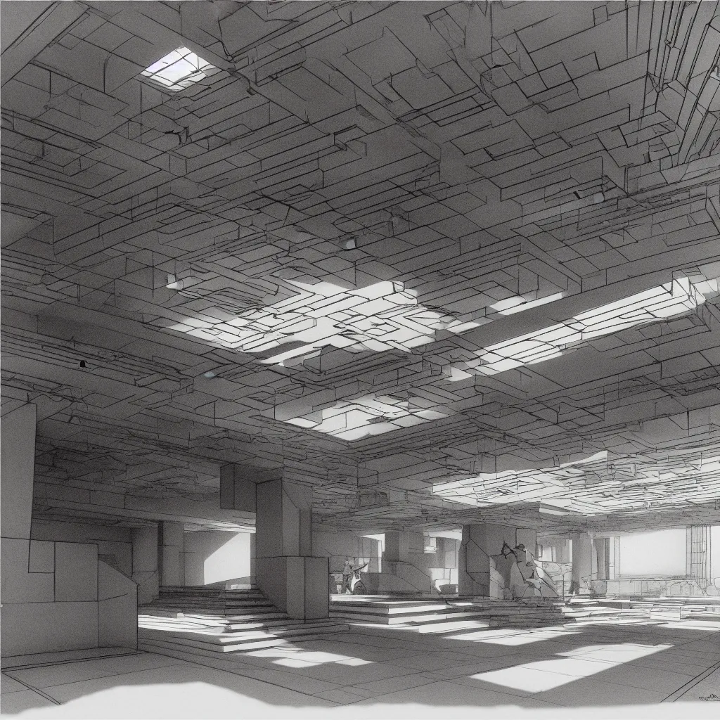 Image similar to gigachad, global illumination, radiant light, detailed and intricate environment, sketch drawing by frank lloyd wright