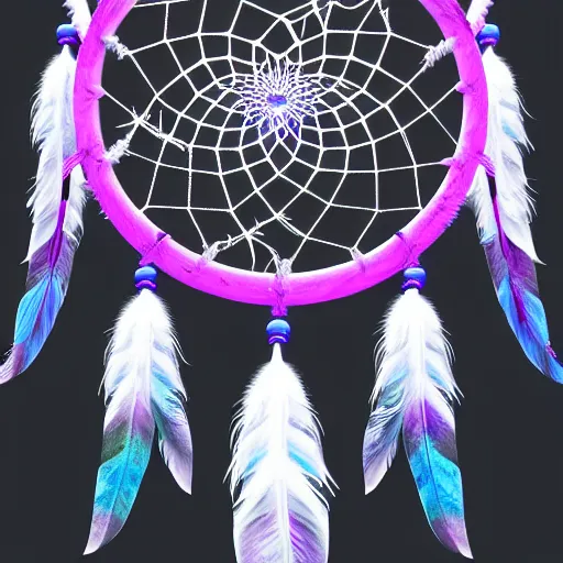 Ombre White Dreamcatcher With White Purple & Indigo Feathers