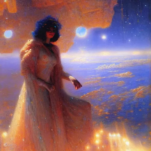 Prompt: Liminal space in outer space by Gaston Bussière