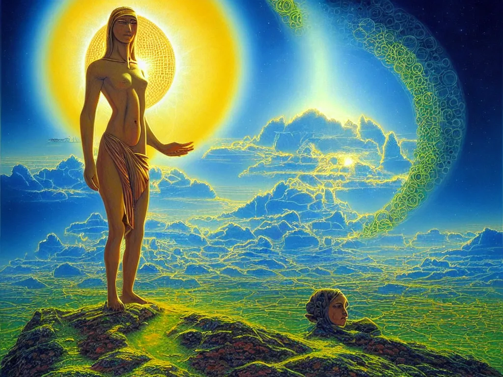 Image similar to a beautiful future for human evolution, spiritual science, divinity, utopian, by oleg korolev