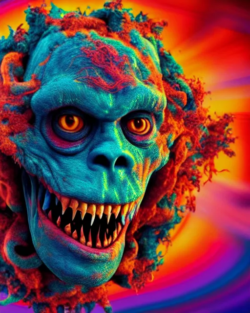 Image similar to film still of a monster, psychedelic 4 k ultra detailed