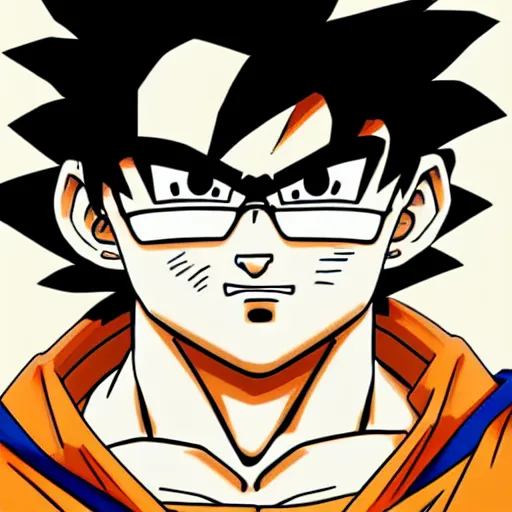 Image similar to portrait of goku from dragon ball wearing shades and a gold chain incredibly detailed, color, smooth, concept art, illustration,