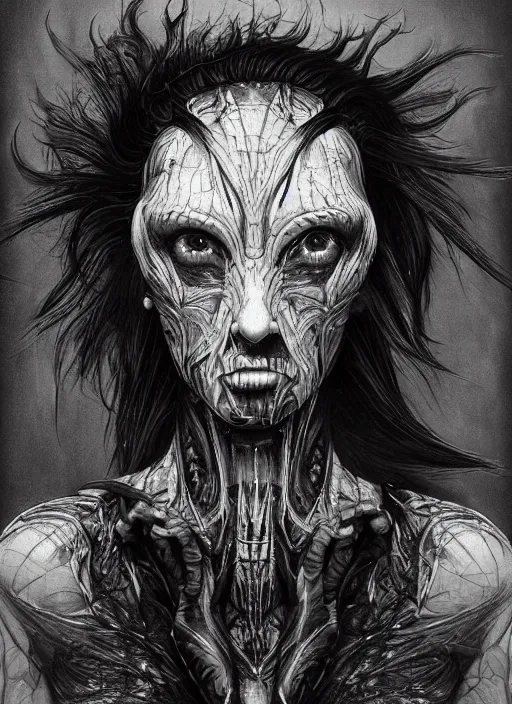 Image similar to a dream portrait of a anthropomorphic fish, black & white, melting, webbing, 8 k, by tristan eaton, stanley artgerm, tom bagshaw, greg rutkowski, carne griffiths, ayami kojima, beksinski, giger, trending on deviantart, face enhance, hyper detailed, minimalist, horror, alien