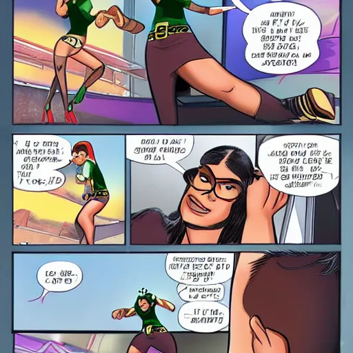 Image similar to mia khalifa comic with mr incredible