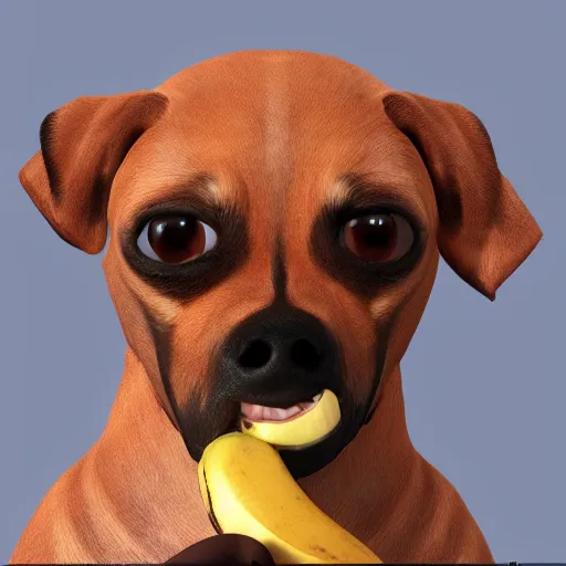 Image similar to dog eating banana realistic 8 k,