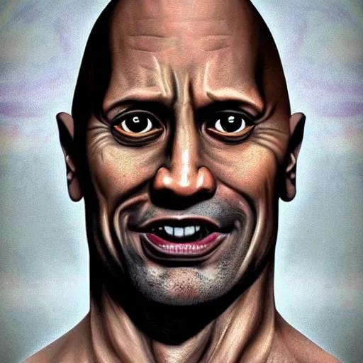 Prompt: horrifying concept art of scary dwayne the rock johnson, terrifying horror artwork, horror game concept art