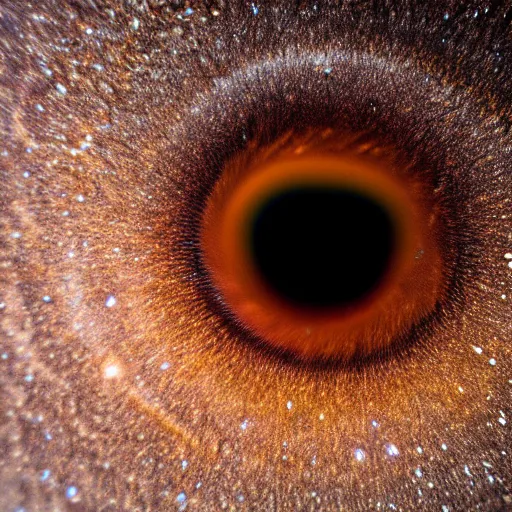 Prompt: Liminal space in outer space, brown eye macro photography!!!!!