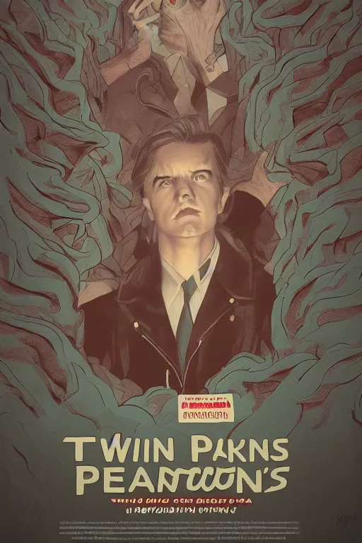 Prompt: Twin Peaks comic poster cover artwork by Patryk Hardziej, Matte painting, trending on artstation and unreal engine