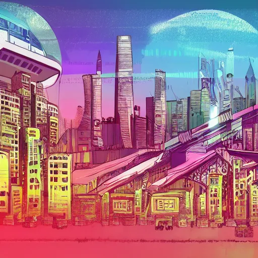 Image similar to A solar punk city, digital art