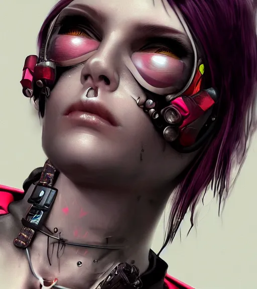 Prompt: detailed realistic female character cyberpunk wearing thick collar around neck, realistic, art, beautiful, 4K, collar, choker, collar around neck, punk, artstation, detailed, female, woman, choker, cyberpunk, neon, punk, collar, choker, collar around neck, thick collar, tight around neck, punk,