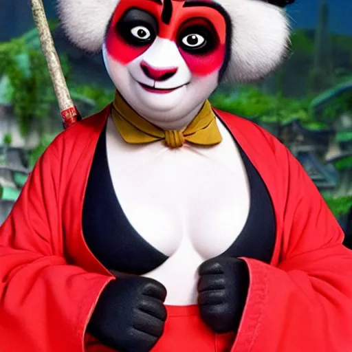 Image similar to Helena Bonham Carter as Po from Kung Fu Panda