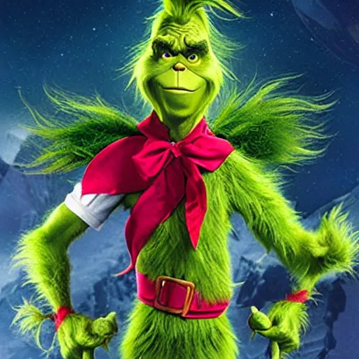 Image similar to The Grinch has the Infinity Gauntlet