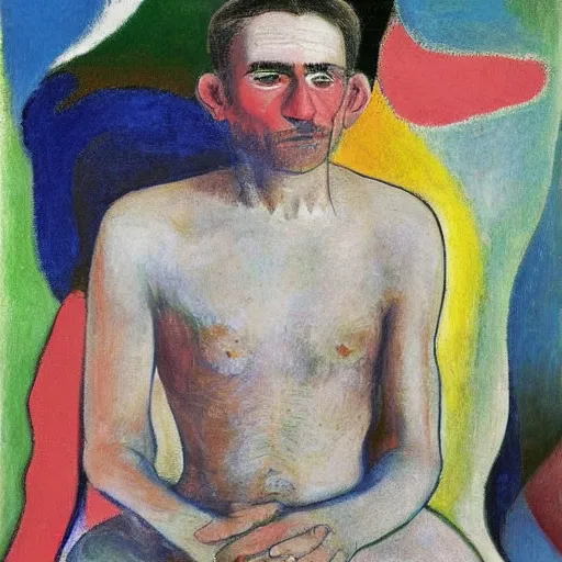 Image similar to A beautiful print of a man that has been pushed too far. A portrait of a man with a thousand-mile stare, whose soul has been replaced by a void. Tumblr, impressionism by Joan Miro, by Margaret Olley mild