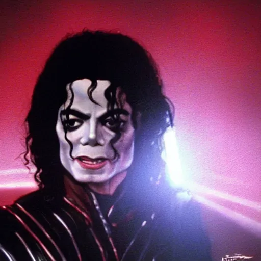 Image similar to A film still of Michael Jackson as a sith lord realistic,detailed