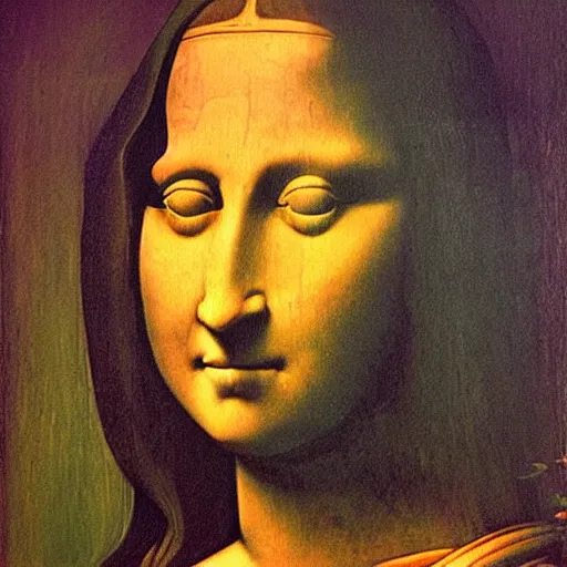 Image similar to the monalisa in the style of zdzisław beksiński