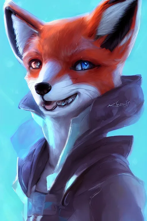 Image similar to a fox fursona, trending on artstation, by kawacy, furry art, digital art, cyberpunk