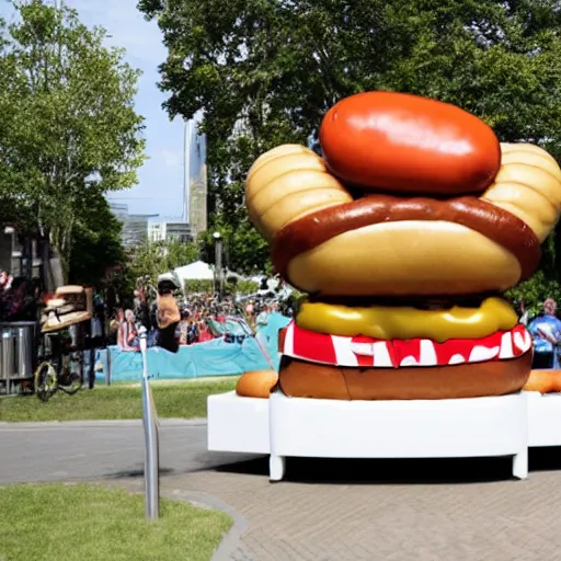 Prompt: a giant hotdog the size of a trojan horse