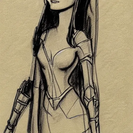 Image similar to milt kahl sketch of victoria justice as princess padme from star wars episode 3