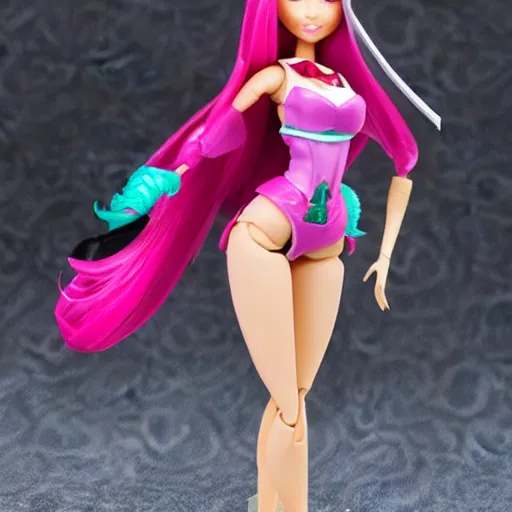 Image similar to league of legends akali as a Barbie doll. PVC figure 12in.