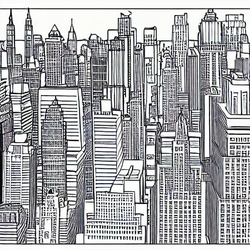 Prompt: new york city landscape colouring-in sheet