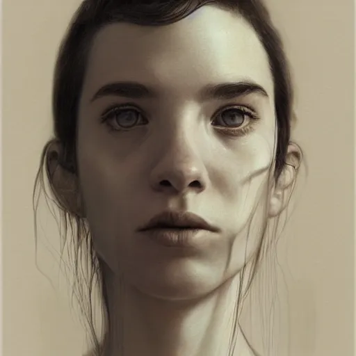 Prompt: Surrealist portrait by Miles Johnston, ImagineFX, Graphite, Visceral, fine art print