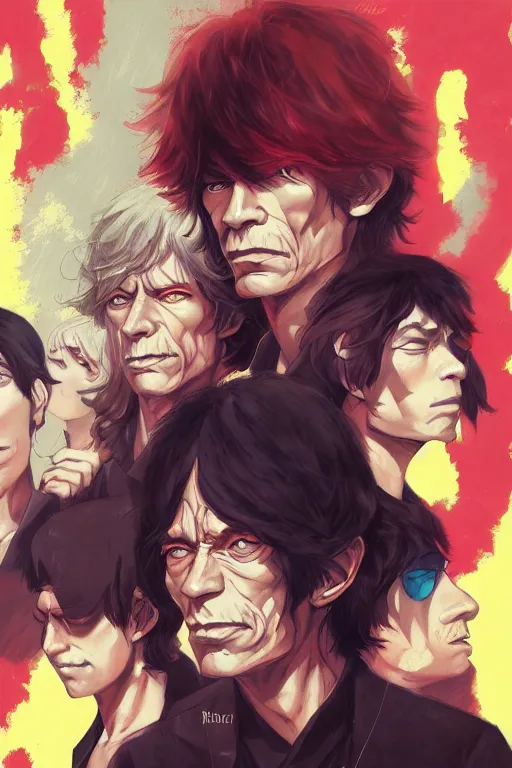 Image similar to rolling stones, manga cover art, detailed color portrait, artstation trending, 8 k, greg rutkowski