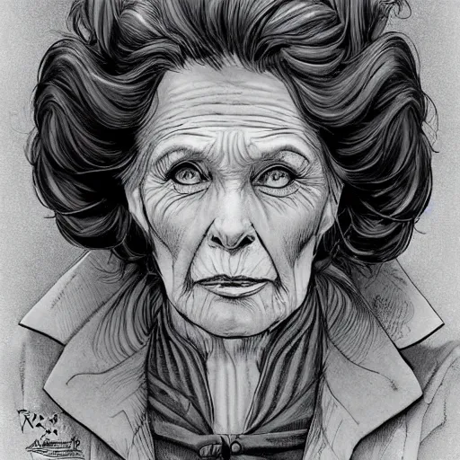 Image similar to a beautiful portrait of a futuristic old woman Travis Charest style