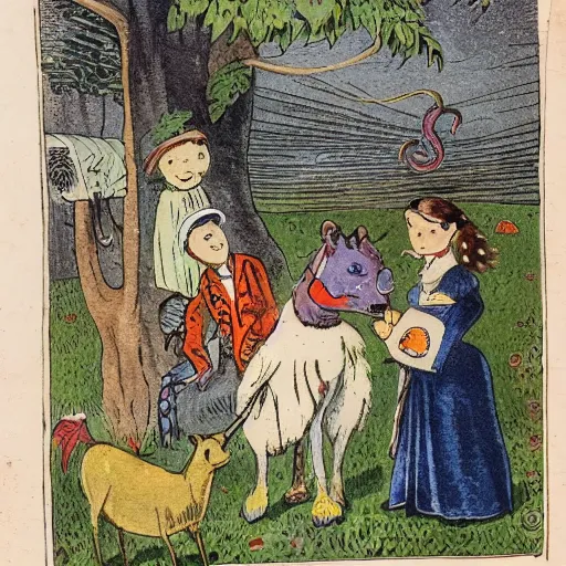 Image similar to artwork of a 19th century childrens story book page